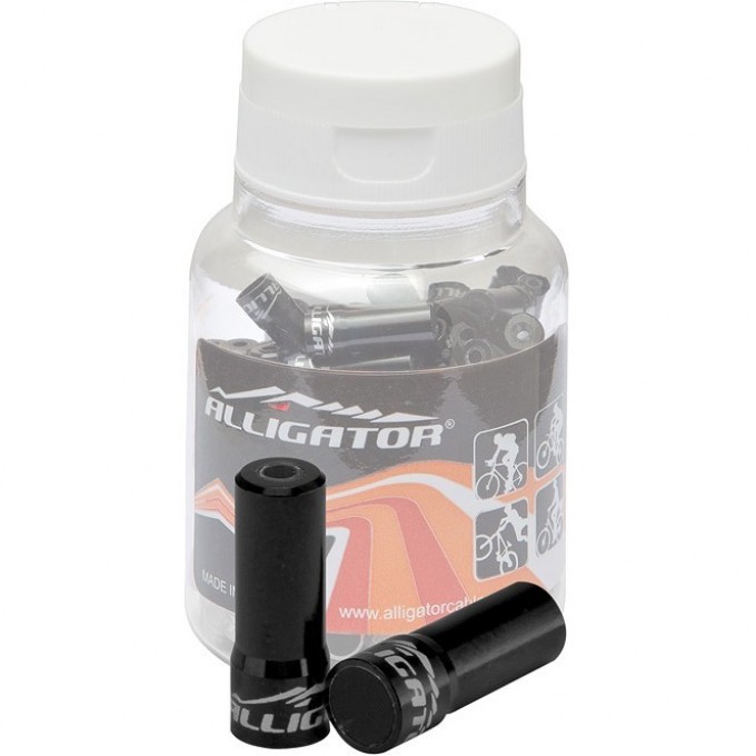 Наконечник LY-HPA09-BK оболочки троса тормоза, 5,2х17,5мм, алюминиевый чёрный, банка 100 шт. 310019