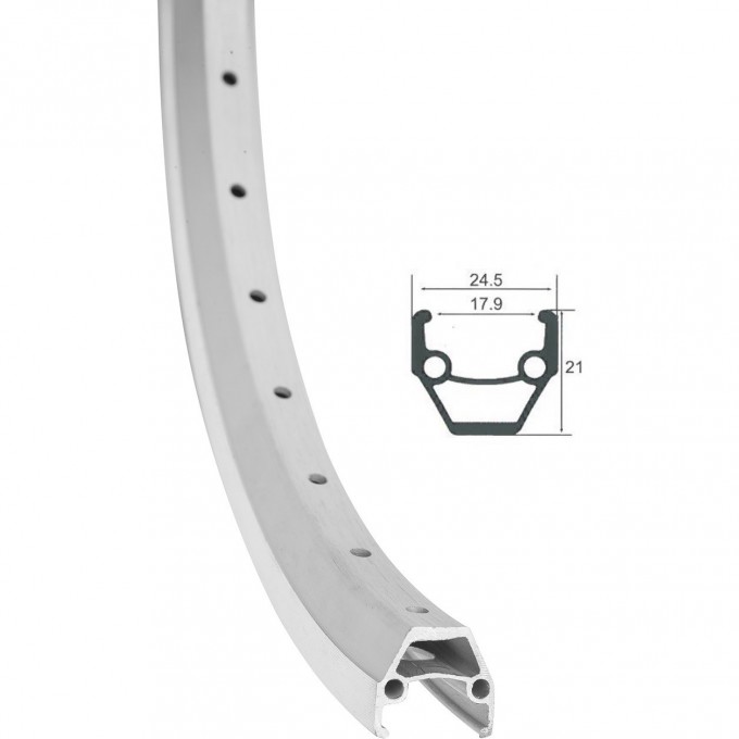 Обод 24" HLQC-02AB 14Gх36Н двойной фрезерованный, серебристый 330133