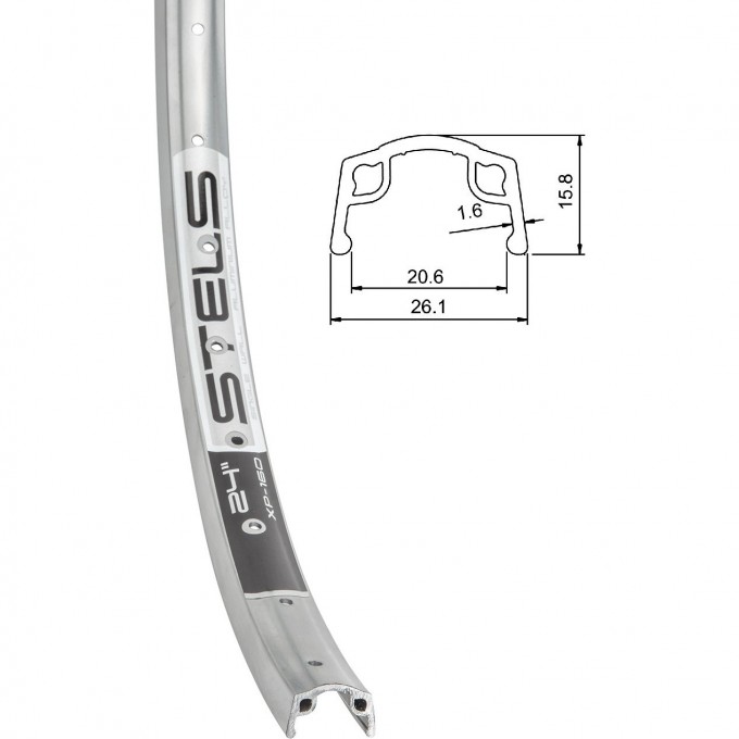 Обод 24" XP-160 36Н одинарный, серебристый 330119