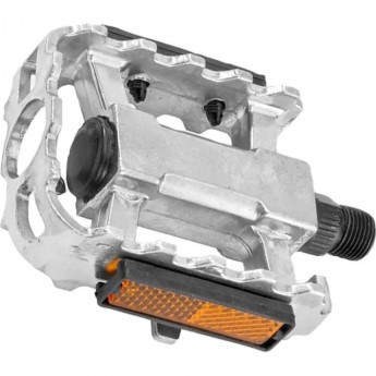 Педали BLF-B9 ось 9/16" со светоотражателями, алюминиевые серебристые