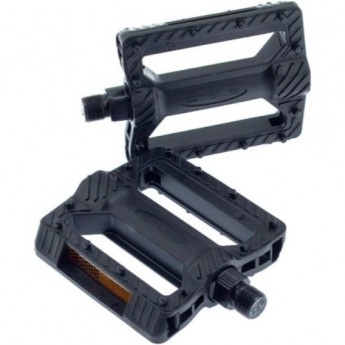 Педали FP-869 STELS ось диам. 9/16" со светоотражателями, пластиковые чёрные
