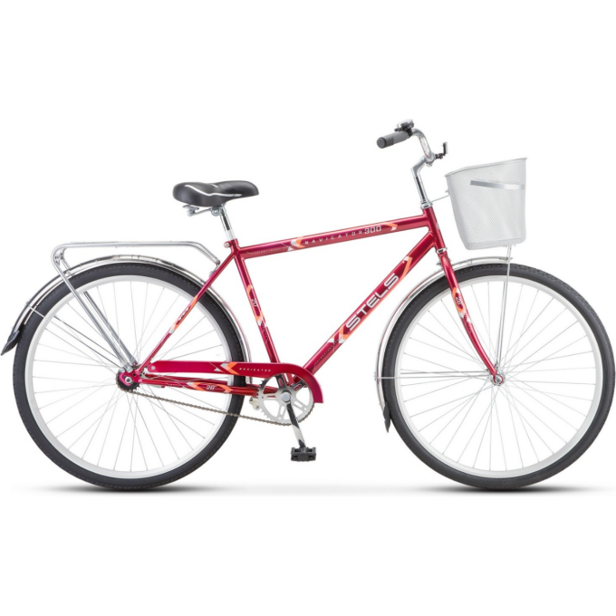 Велосипед STELS Navigator 28" 300 Gent Z010/Z011 (с корзиной) (LU085341) малиновый, 2023 JU000401132022JU0010973