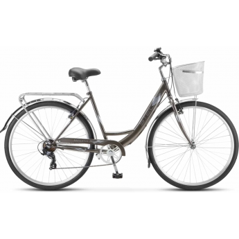 Велосипед STELS Navigator 28" 395 V Z010 серо-голубой (с корзиной) (LU089103), рама 20"